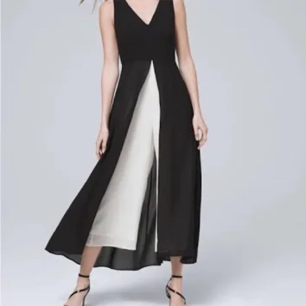 White House Black Market Black & White SL Overlay Jumpsuit NWT - Picture 3 of 4